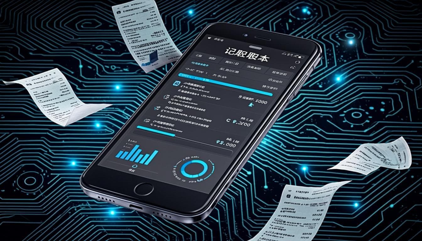 Tenora — offline-first property and rent accounting visual with a glowing Android ledger interface and monthly allocation bars