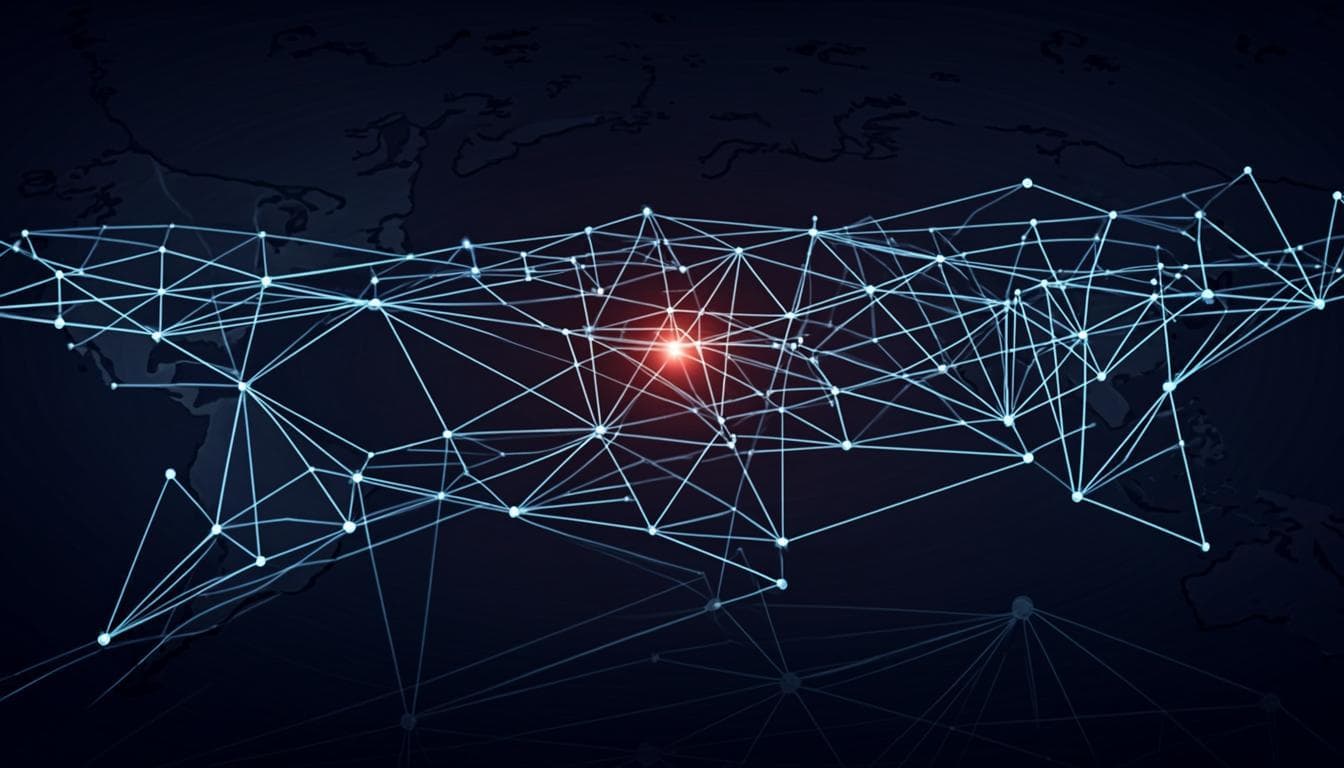 TGDetect — temporal graph threat detection with glowing network nodes and a highlighted threat cluster