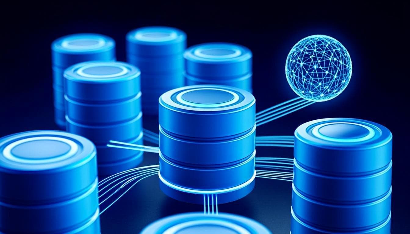 Verbis — AI database assistant visual with a glowing database stack connected to a neural network